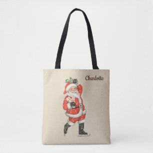 Oude Kerstmis Victoriaanse Kerstman IJsrijder Tote Bag