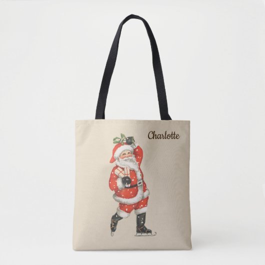 Oude Kerstmis Victoriaanse Kerstman IJsrijder Tote Bag (Voorkant)