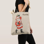Oude Kerstmis Victoriaanse Kerstman IJsrijder Tote Bag (Dichtbij)