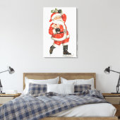 Oude Kerstmis Victoriaanse Kerstman IJsschaatser Canvas Afdruk (Insitu (Slaapkamer))