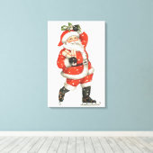 Oude Kerstmis Victoriaanse Kerstman IJsschaatser Canvas Afdruk (Insitu (Houten vloer))