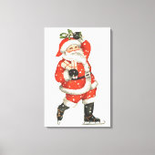 Oude Kerstmis Victoriaanse Kerstman IJsschaatser Canvas Afdruk (Voorkant)
