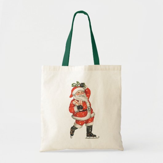 Oude Kerstmis Victoriaanse Kerstman IJsschaatser Tote Bag (Voorkant)