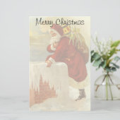 Oude Kerstmis Victoriaanse Kerstman in Schoorsteen Briefpapier (Staand voorkant)