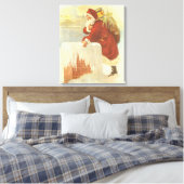 Oude Kerstmis Victoriaanse Kerstman in Schoorsteen Canvas Afdruk (Insitu (Slaapkamer))
