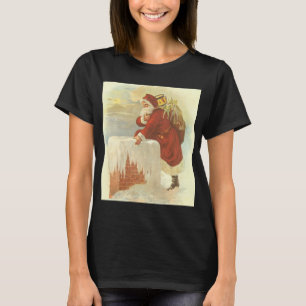 Oude Kerstmis Victoriaanse Kerstman in Schoorsteen T-shirt