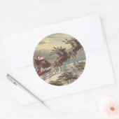 Oude Kerstmis, Victoriaanse Kerstman in slee Ronde Sticker (Envelop)