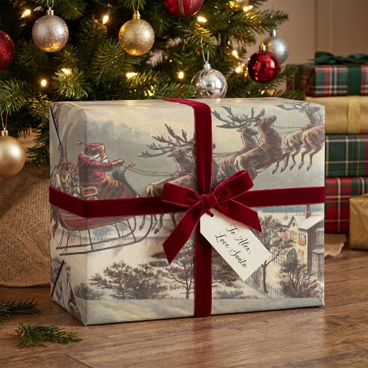Oude Kerstmis Victoriaanse Kerstman Inpakpapier Vel