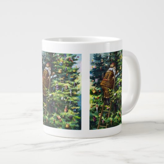 Oude Kerstmis, Victoriaanse Kerstman met Kerstboom Grote Koffiekop (Voorkant rechts)
