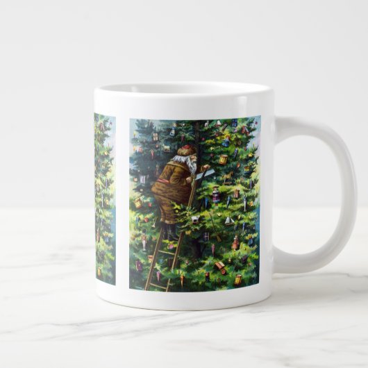 Oude Kerstmis, Victoriaanse Kerstman met Kerstboom Grote Koffiekop (Rechts)