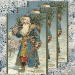 Oude Kerstmis, Victoriaanse Kerstman met Kerstboom Inpakpapier Vel