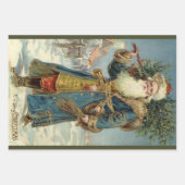 Oude Kerstmis, Victoriaanse Kerstman met Kerstboom Inpakpapier Vel (Voorkant 2)