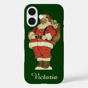 Oude Kerstmis, Victoriaanse Kerstman met Speelgoed iPhone 16 Hoesje