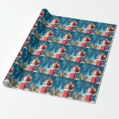Oude Kerstmis Victoriaanse Kerstman op Schoorsteen Cadeaupapier (Uitgerold)