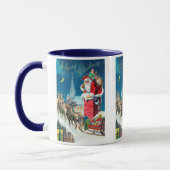 Oude Kerstmis Victoriaanse Kerstman op Schoorsteen Mok (Links)