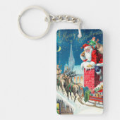 Oude Kerstmis Victoriaanse Kerstman op Schoorsteen Sleutelhanger (Voorkant)