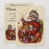 Oude Kerstmis Victoriaanse Kerstman Uitnodiging (Voorkant / Achterkant)