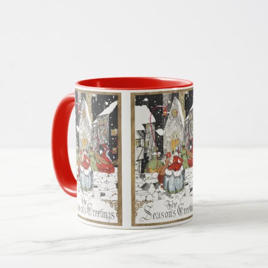 Oude Kerstmis Victoriaanse mensen op weg naar de k Mok (Voorkant links)