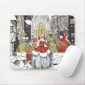 Oude Kerstmis Victoriaanse mensen op weg naar de k Muismat (Met muis)