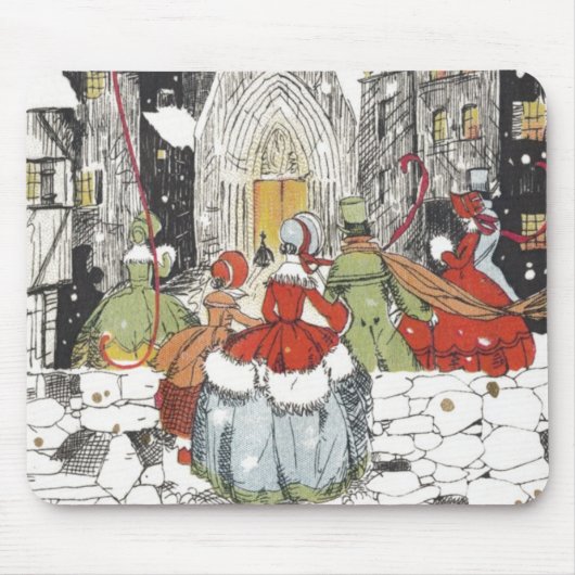 Oude Kerstmis Victoriaanse mensen op weg naar de k Muismat (Voorkant)