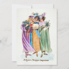 Oude Kerstmis Vrouw Dame Feestdagenkaart