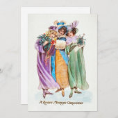 Oude Kerstmis Vrouw Dame Feestdagenkaart (Voorkant / Achterkant)