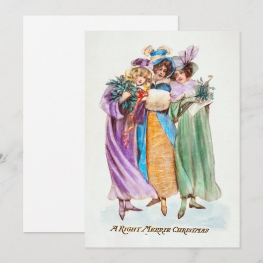 Oude Kerstmis Vrouw Dame Feestdagenkaart (Voorkant / Achterkant)