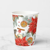 Oude Kerstmis Waterverf Rode Poinsettia Papieren Bekers (Achterkant)