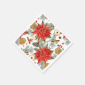 Oude Kerstmis Waterverf Rode Poinsettia Servet (Hoek)