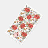 Oude Kerstmis Waterverf Rode Poinsettia Servet (Hoek)