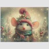 Oude kerstmuis in hoed decoupage tissuepapier (Voorkant)