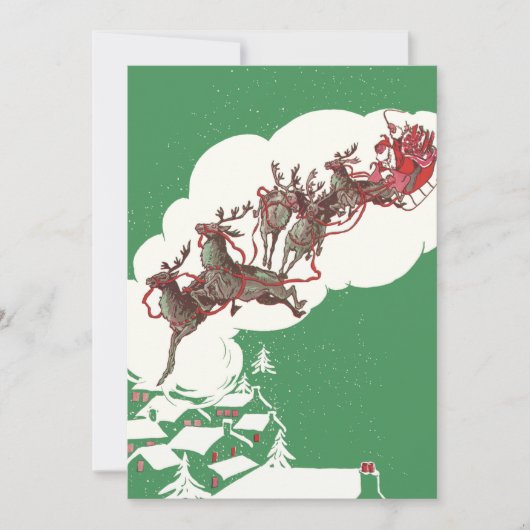 Oude Kerstnacht Retro Kerstman Uitnodiging (Voorkant)