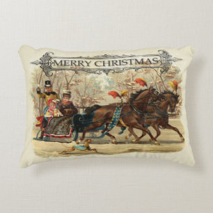 Oude Kerstpaarden winter vakantie plezier Accent Kussen
