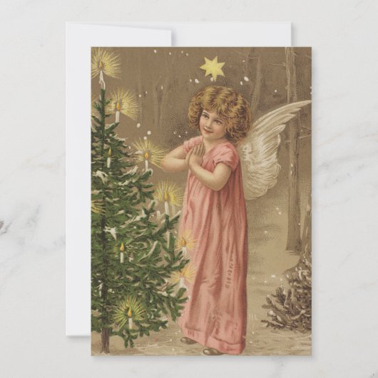 Oude Kerstposter Engel en Kerstboom (Voorkant)