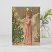 Oude Kerstposter Engel en Kerstboom (Staand voorkant)