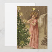 Oude Kerstposter Engel en Kerstboom (Voorkant / Achterkant)
