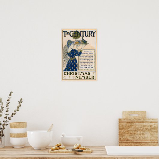 Oude kerstposter poster (Keuken)