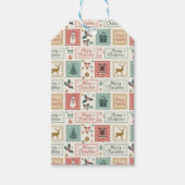 Oude kerstpostzegelpatroon cadeaulabel (Voorkant)