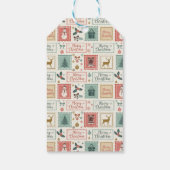 Oude kerstpostzegelpatroon cadeaulabel (Achterkant)