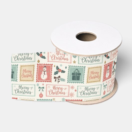 Oude kerstpostzegelpatroon grosgrain lint (Spoel)