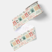 Oude kerstpostzegelpatroon grosgrain lint (Achterkant)
