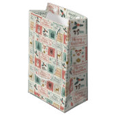 Oude kerstpostzegelpatroon klein cadeauzakje (Voorkant Gekanteld)