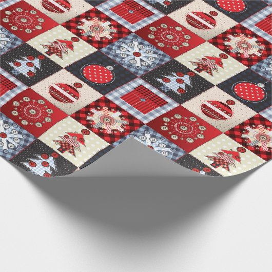 Oude kerstquilt met fashioned cadeaupapier (Hoek)