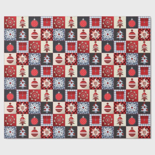 Oude kerstquilt met fashioned cadeaupapier (Vlak)