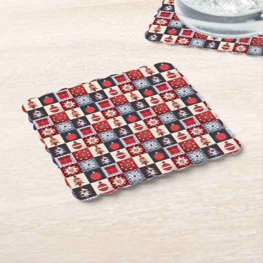 Oude kerstquilt met fashioned kartonnen onderzetters (Gebogen)