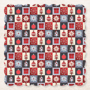 Oude kerstquilt met fashioned kartonnen onderzetters