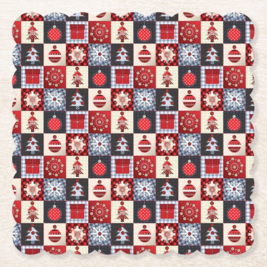 Oude kerstquilt met fashioned kartonnen onderzetters (Voorkant)