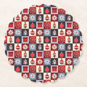 Oude kerstquilt met fashioned kartonnen onderzetters
