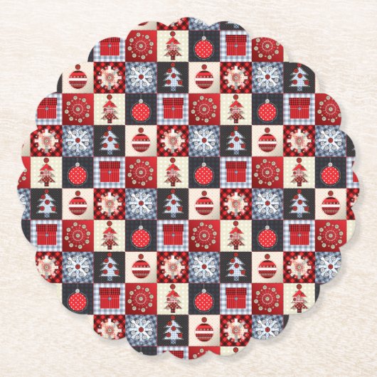 Oude kerstquilt met fashioned kartonnen onderzetters (Voorkant)
