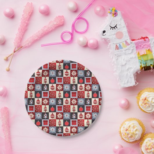 Oude kerstquilt met fashioned papieren bordje (Feest)